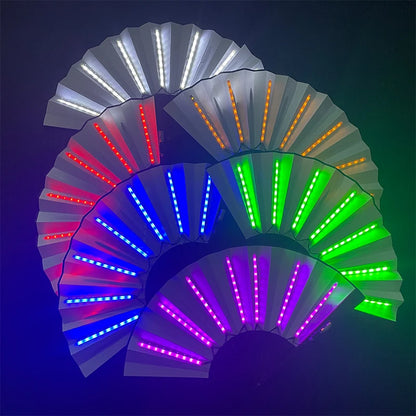 Ventilador LED plegable luminoso, luz de baile, ventilador intermitente para espectáculo de música nocturna, accesorios para fiestas Rave que brillan en la oscuridad