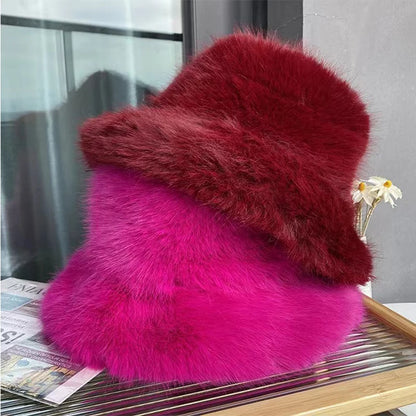 Big Fluffy Fur Bucket Hat