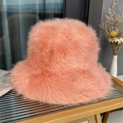 Big Fluffy Fur Bucket Hat