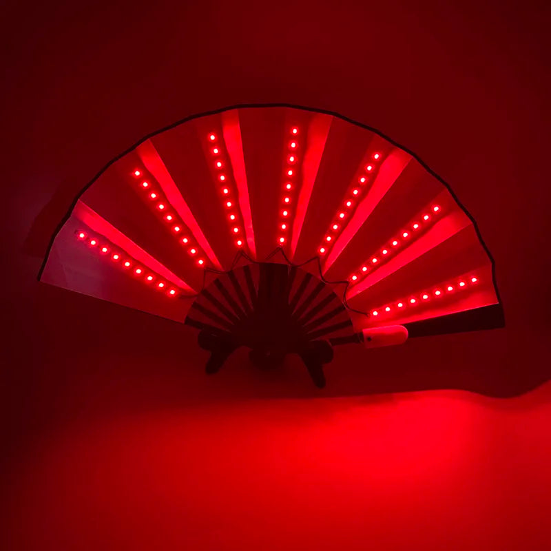 Ventilador LED plegable luminoso, luz de baile, ventilador intermitente para espectáculo de música nocturna, accesorios para fiestas Rave que brillan en la oscuridad